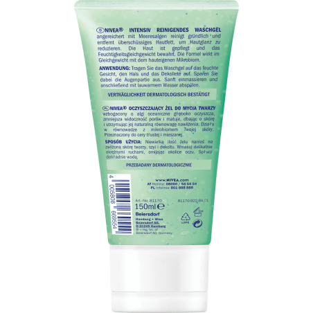 NIVEA Gel Limpiador Facial para pieles mixtas y grasas, 150 ml